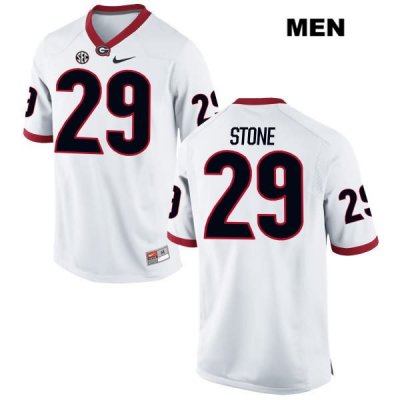 Men's Georgia Bulldogs NCAA #29 Lucas Stone Nike Stitched White Authentic College Football Jersey GNS2654WL